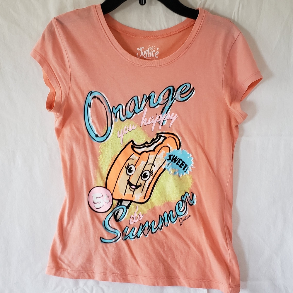 Justice Peach Graphic Tee for Girls